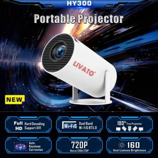 Livato HY300 Full HD Native 720P Support Android 11 Wifi BT Freestyle Auto Keystone (4500 lm / 1 Speaker / Wireless / Remote Controller) Portable Projector