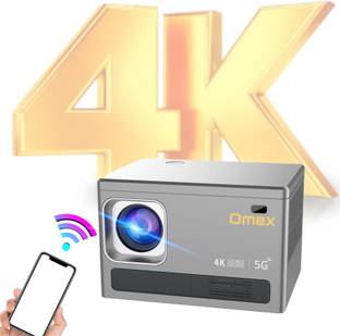 Omex 4K Decoding Android Wifi6 BT 5.1 Short Throw 6D Keystone Dolby Dual Wi-Fi (15 lm) Portable Projector