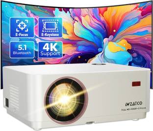 WZATCO Yuva Elite (12600 lm / 1 Speaker / Remote Controller) Electronic Focus, Native 1080P , 250-inch Screen, 5W Inbuilt Speaker, 2 Way Bluetooth, USB Screen Mirroring Ultra Bright Projector