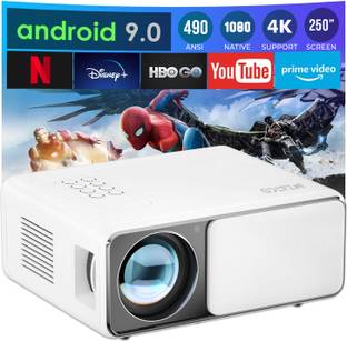 WZATCO Yuva Plus Android (6600 lm / 1 Speaker / Wireless / Remote Controller) Native 1080P Full HD 4K Supported 4D Digital Keystone, Bluetooth, Wifi, Android 9.0 490 ANSI Projector