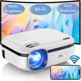 Prime Projector Latest Mini PS7 4700 Lumens| Wi-Fi, Miracast| 1920x1080P Full HD+| 12000:01 CR| (4700 lm / 2 Speaker / Wireless / Remote Controller) Portable Projector