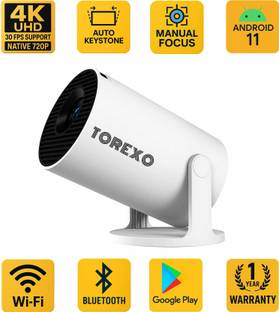 Torexo HY300PRO+ | 4K Support Native HD | 11 Android Projector |Freestyle WiFi Miracast (4500 lm / 1 Speaker / Wireless / Remote Controller) Portable Projector