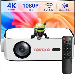 Torexo Sales YG550 Android 9.0 Full HD 1GB DDR4/32GB 5G WiFi/BT 5 (840 ANSI) Electronic Focus (10000 lm / 2 Speaker / Wireless / Remote Controller) Portable Projector