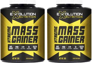 Evolution Nutrition Xtreme Mass Gainer Combo Of 2 High Calories 1340 (6+6Lbs ChocoVanilla) Weight Gainers/Mass Gainers