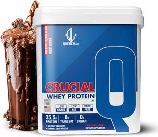 QUENCHLABZ Crucial Whey | 35.5g Protein | 0g Trans Fat | Probiotics | Digestive Enzymes Whey Protein