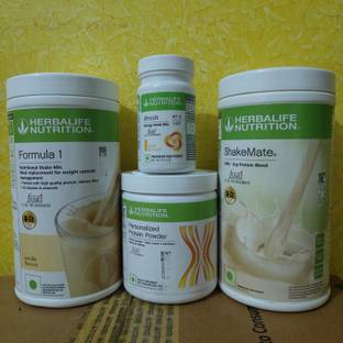 Herbalife Nutrition WEIGHT LOSS COMBO F1 VANILLA SHAKE SHAKEMATE PROTEIN POWDER 200GM AFRESH GINGER Protein Bars