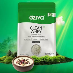 OZiva Clean Whey Concentrate Protein Powder| 27g Protein Per Scoop| Cold-Processed Whey Protein
