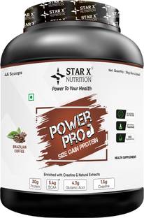 Star X nutrition Power Pro Size Gain Protein - 30g Protein, 5.4g BCAA, 1.5g Creatine, Whey Protein