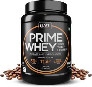 QNT Prime Whey, 100% Whey Protein with whey Isolate, 1kg, Coffee Flavour Whey Protein