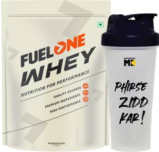 FUELONE Whey Protein, 24 g Protein & 5.29 g BCAA with 650 ml Shaker Whey Protein