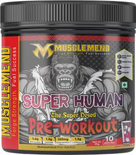 MUSCLEMEND SUPER HUMAN Energy & Strength Formula with Creatine, Caffeine & BCAAs, Pre Workout