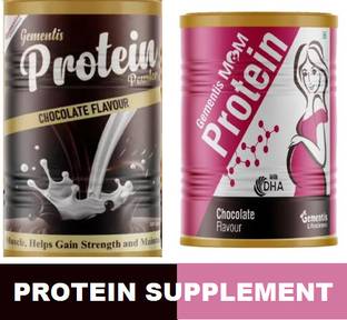 gementis PROTEIN POWDER CHOCLATE (200GM) + MOMS PROTEIN FOR PREGNANT LADIES WITH DHA Protein Blends