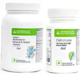 Herbalife Nutrition Nutrition Multivitamin Mineral & Herbal Tablets(90 Tabs)and Cell U Loss(90 Tabs) Protein Blends