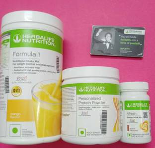 HERBALIFE Formula 1 Mango Flavour + Protein Powder 200 G+ Afresh Energy Drink- Ginger Protein Shake