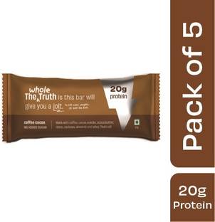 The Whole Truth High Protein Coffee Cocoa 20g Protein Bar - Pack of 5 x 67g each Protein Bars