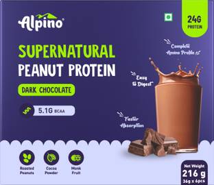 ALPINO Supernatural Peanut Protein Powder Dark Chocolate (Pack of 6) Plant-Based Protein