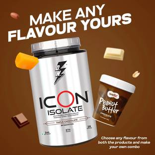 Dn With Divine Nutrition Icon Isolate Triple Chocolate 1 kg & Peanut Butter Chocolate creamy Whey Protein