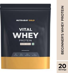 Nutrabay Gold Vital Whey Protein for Beginners, 20.4g Protein- 1kg, Gourmet Vanilla Whey Protein