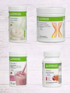 HERBALIFE F1 SHAKE MIX-ROSE KHEER,SHAKEMATE,PP-200GM AND KASHMIRI KAHWA (PACK OF 4) Protein Shake