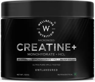 Wellbeing Nutrition 100% Pure Micronised Creatine Powder Monohydrate + HCL Creatine