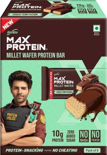 RiteBite Max Protein 10g Millet Wafer Protein Bar, Choco Temptation (x6), No Maida, Zero Added Sugar Protein Bars