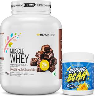 HEALTHFARM Whey Protein 2kg Double Rich Chocolate And Beyond Bcaa 360 Mango Madness Combo Whey Protein