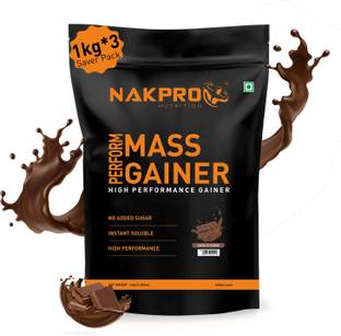 Nakpro Perform MassGainer High Protein&High Calorie Protein Powder 1kg*3(3Kg Chocolate) Weight Gainers/Mass Gainers