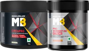 MUSCLEBLAZE CreaPRO Creatine Monohydrate Powder with Creapure & Pre Workout 200 Xtreme Creatine
