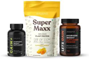 Ayuvya Gain+ & Lets Gain & SuperMaxx Combo Weight Gainers/Mass Gainers