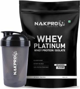 Nakpro Platinum Whey Protein Isolate Powder with Shaker Bottle (500ml) | Whey Protein
