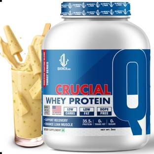 QUENCHLABZ Crucial Whey | 35.5g Protein | 0g Trans Fat | Probiotics | Digestive Enzymes Whey Protein