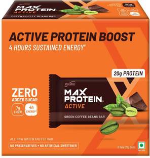RiteBite Max Protein Bar Active Green Coffee Beans, Sugar Free, Healthy Protein Snack, 20g Protein Bars