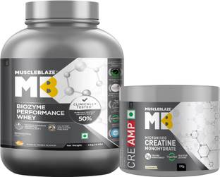 MUSCLEBLAZE Biozyme Performance Whey Protein Powder & Micronised Creatine Monohydrate CreAMP Whey Protein