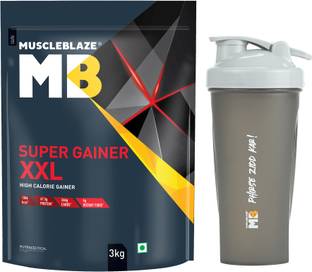 MUSCLEBLAZE Super Gainer XXL, For Muscle Mass Gain with Shaker Whey Protein