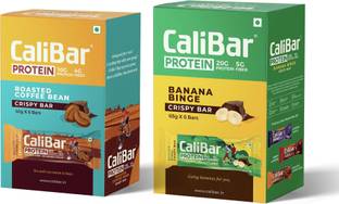 CaliBar Crispy Protein Bar | Combo Pack of 12 | Almond Choco And Roasted Coffee Bean Protein Bars