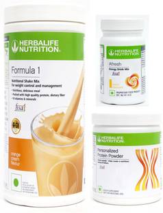 HERBALIFE FORMULA-1 SHAKE ORANGE-500 GM+PROTEIN POWDER -200 GM+AFRESH -LEMON-50 Protein Shake