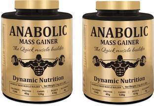 Dynamic Nutrition Anabolic Mass Gainer With High Calories 1340 (Pack of 2 ChocoVanilla 6+6Lbs) Weight Gainers/Mass Gainers