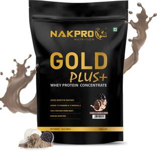 Nakpro Gold Plus+ Whey Protein Concentrate with Digestive Enzymes|25g Protein 5.5g BCAA Whey Protein