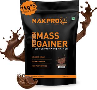 Nakpro Perform MassGainer High Protein&High Calorie Protein Powder 1kg*5(5Kg Chocolate) Weight Gainers/Mass Gainers