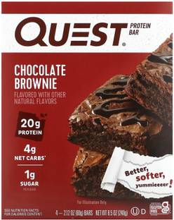 QUEST NUTRITION Protein Bar, Chocolate Brownie, 4 Bars, 60 gm Each Protein Bars