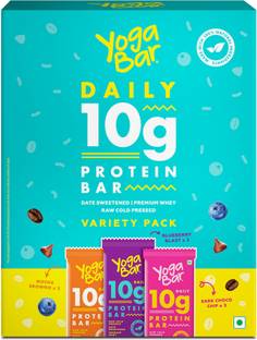 Yogabar 10g Variety Pack, Gluten-Free, Healthy Snacks (Pack of 6 x 50g) Protein Bars