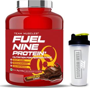 TEAM MUSCLES TM Fuel Nine whey Protein With Shaker (Chocolate) Whey Protein