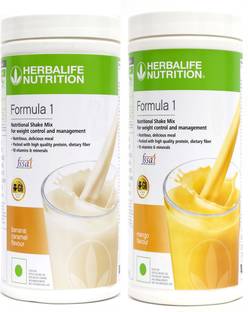 HERBALIFE 2 PCS OF Formula 1 Nutritional Shake Mix BANANA +MANGO Flavor Plant-Based Protein