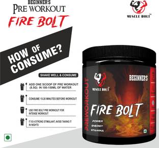 MUSCLEBOLT Beginners Pre-Workout Supplement Creatine Monohydrate,Beta-Alanine,30 Servings Pre Workout