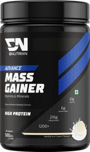 DNUTRIXN Advance High Protein Mass Gainer |Protein 63G, Calories 1200+Kcal |Multivitamin+ Weight Gainers/Mass Gainers