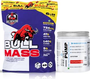 BULL NUTRITION Bull mass Gainer With Phd Pre-Workout 30Serving Combo Pack Weight Gainers/Mass Gainers
