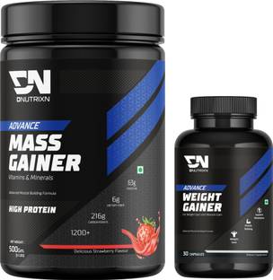 DNUTRIXN Advance Mass Gainer with High Protein &Calories |Digestive Enzyme, Multivitamin+ Weight Gainers/Mass Gainers