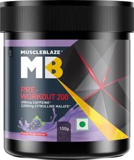 MUSCLEBLAZE Pre Workout 200, 2200mg Citrulline, Furious Grape, 100g Whey Protein