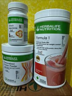 HERBALIFE WEIGHT LOSS COMBO FORMULA 1 STRAWBERRY SHAKE AFRESH ELAICHI PARTEIN POWDER 200GM Protein Shake