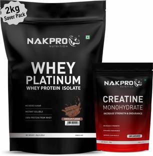 Nakpro Platinum Whey Protein Isolate-2Kg Chocolate + Creatine-250g Unflavored | Combo Whey Protein